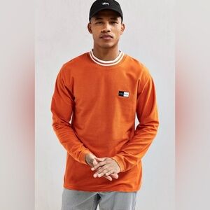 Stüssy UO Exclusive Terry Long Sleeve Ringer Tee Orange Size M VGUC